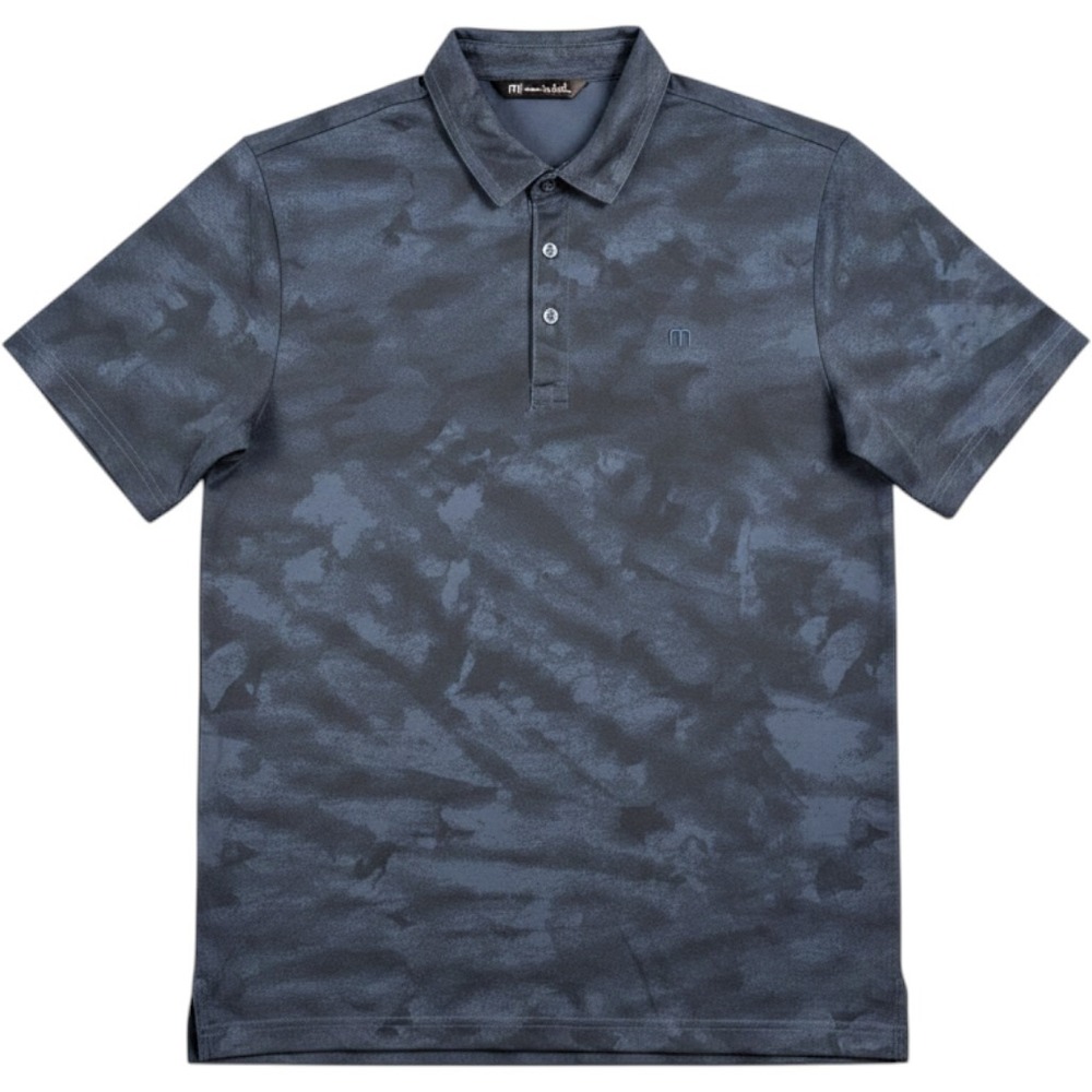 TravisMathew Polo Shirt Mens Medium Blue Camo Pique 1MW132‎